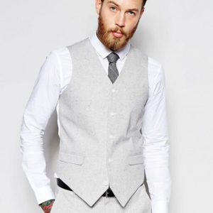 Slim Suit In Grey Nepp Fabric